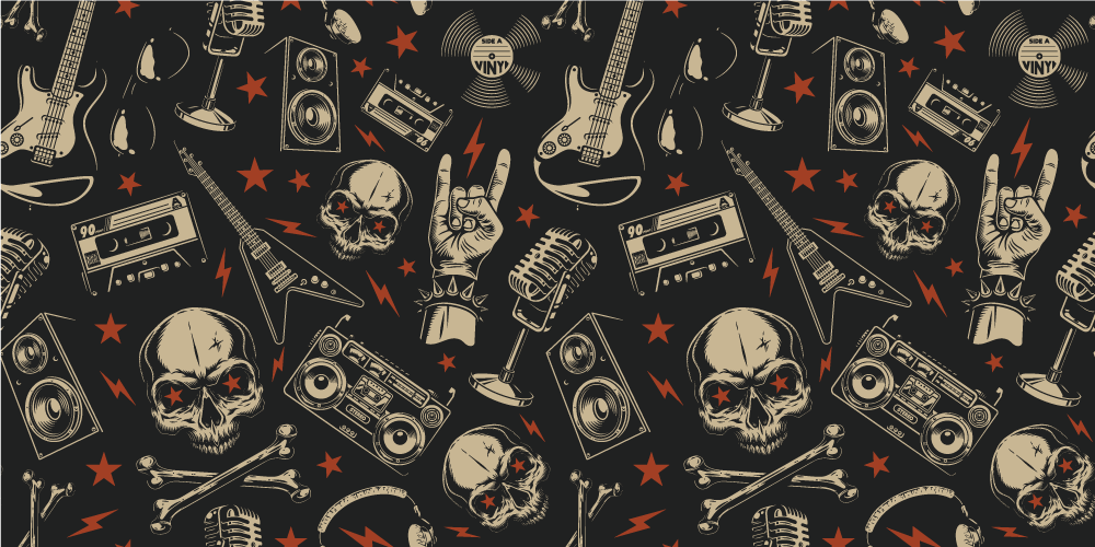 Skull Music Theme teen vinyl rug - TenStickers