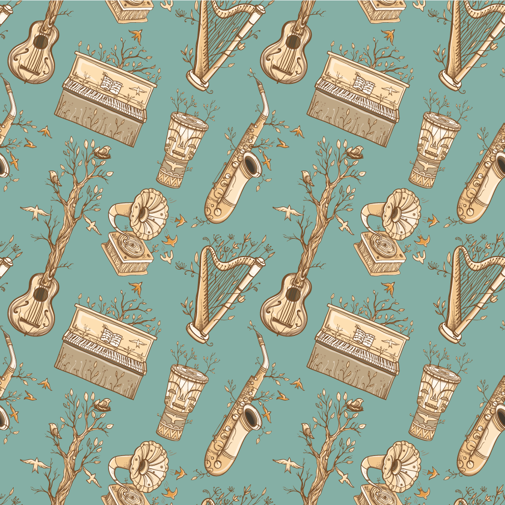 Musical Instruments Concept kids vinyl rug - TenStickers