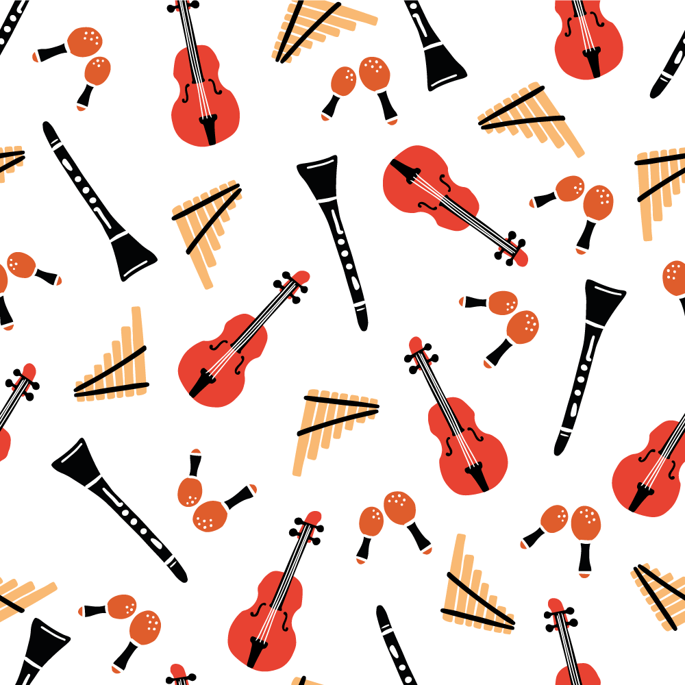 Kids vinyl rug with musical instrument designs - TenStickers