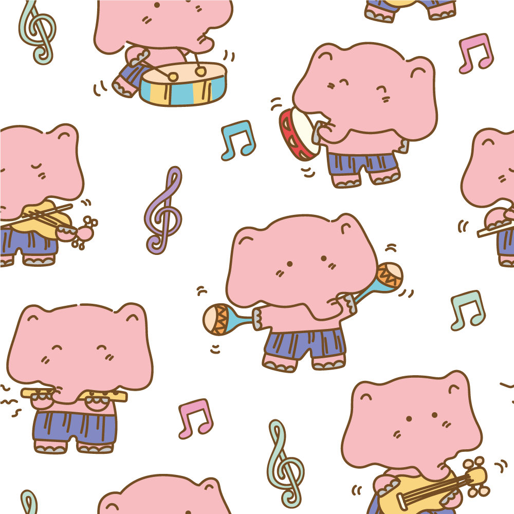 Musical Elephants Theme kids vinyl rug - TenStickers