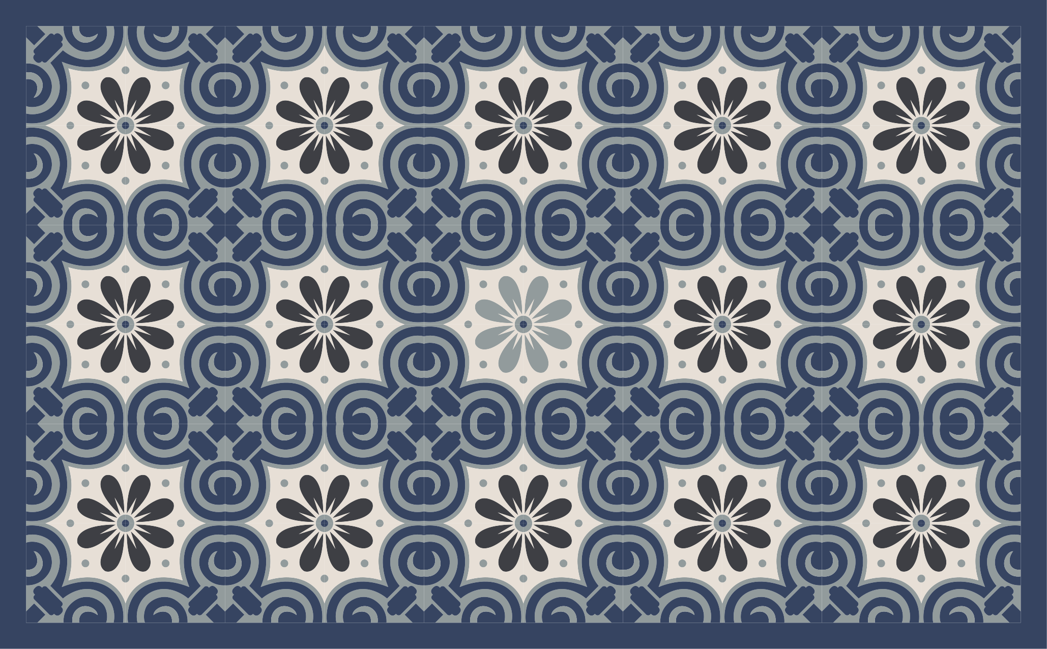 Elegant Floral Composition tile vinyl rug - TenStickers