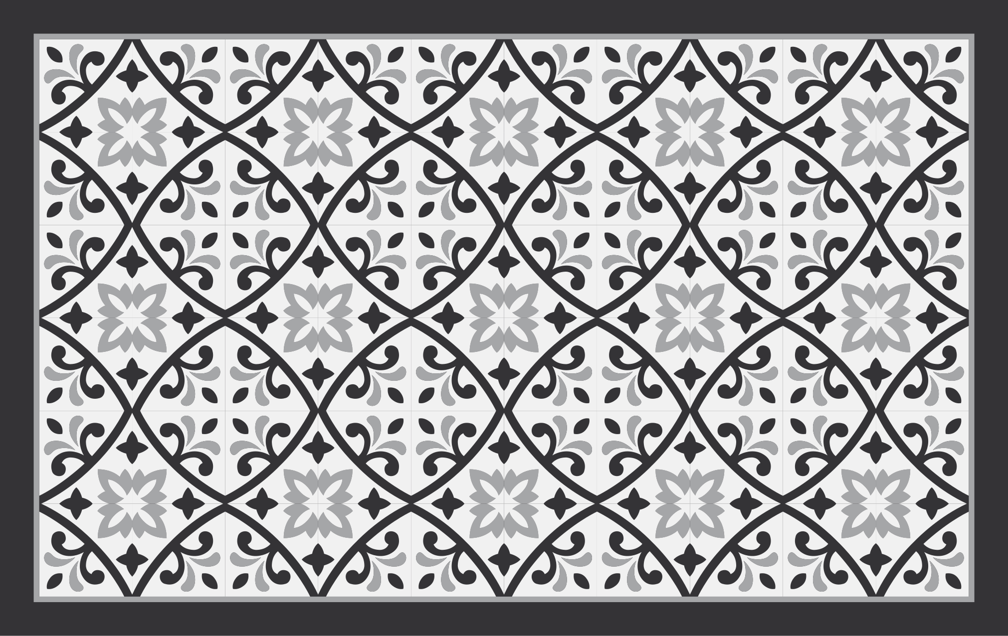 White and grey classic geometric tile carpet - TenStickers
