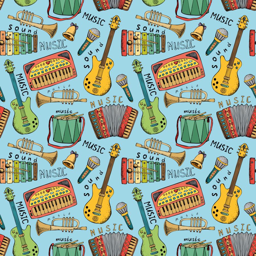Kids vinyl rug cheerful musical instruments - TenStickers