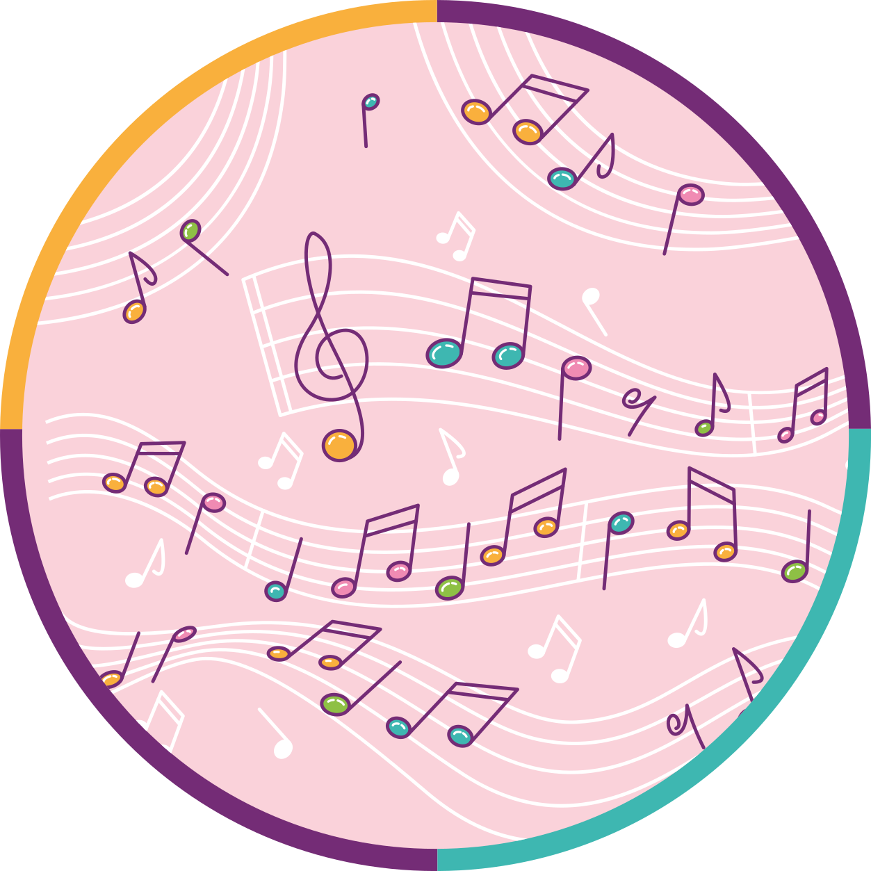 Musical Notes Motif teen vinyl rug - TenStickers