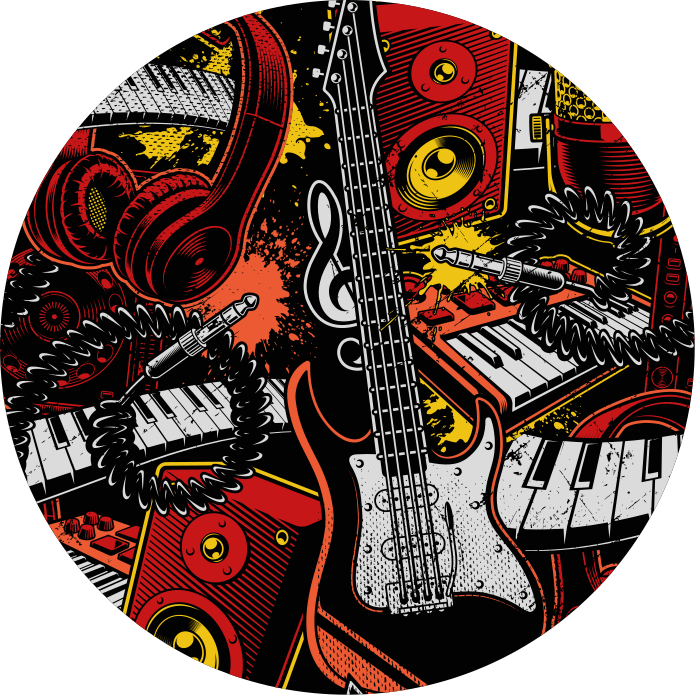 Kids vinyl rug musical instruments fun - TenStickers