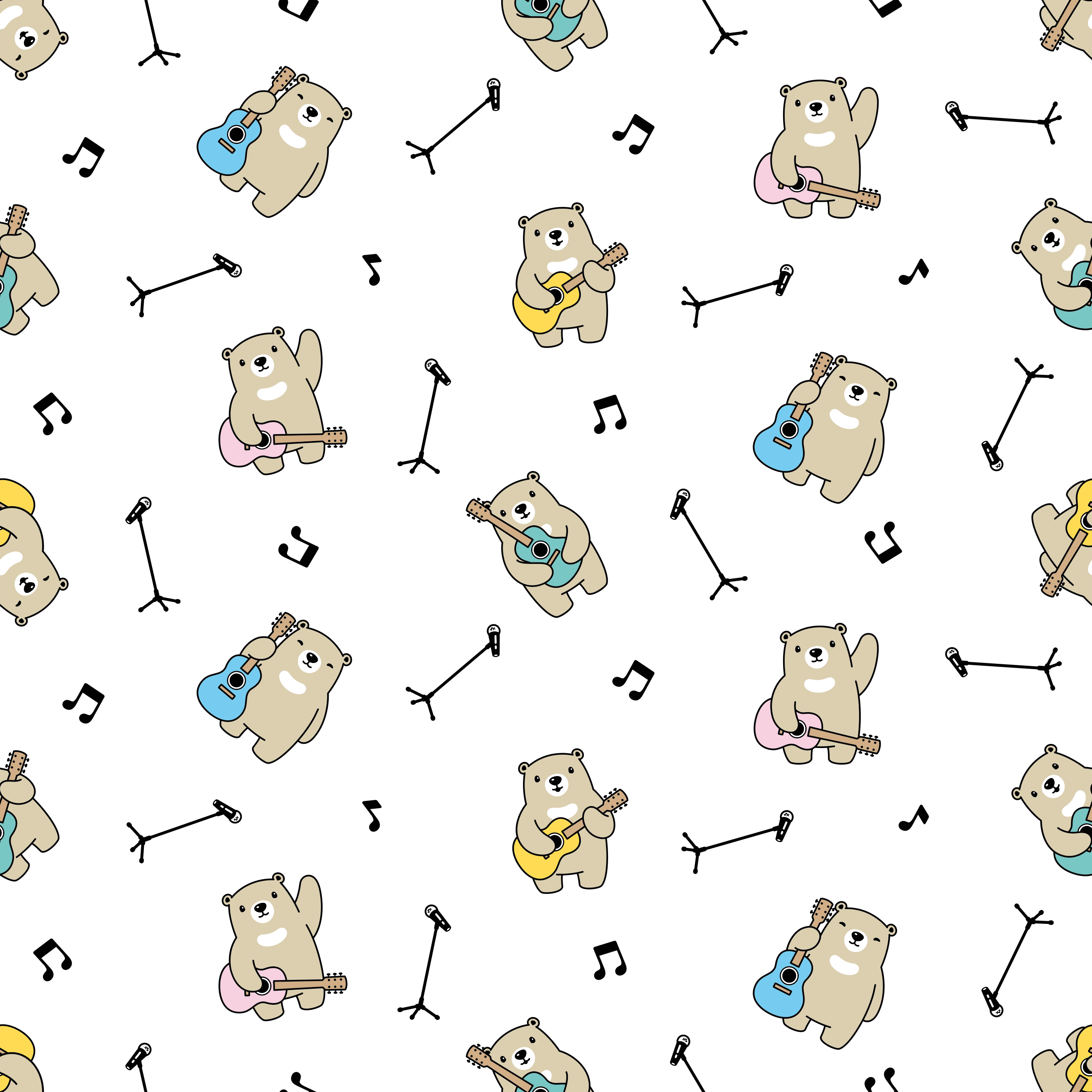 Musical Bears Pattern nursery vinyl rug - TenStickers