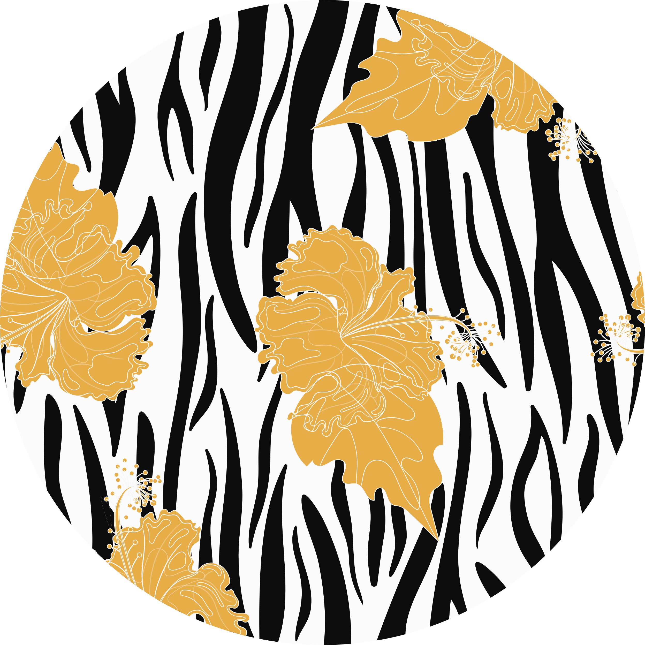 Floral Zebra Motif animal print vinyl rug - TenStickers