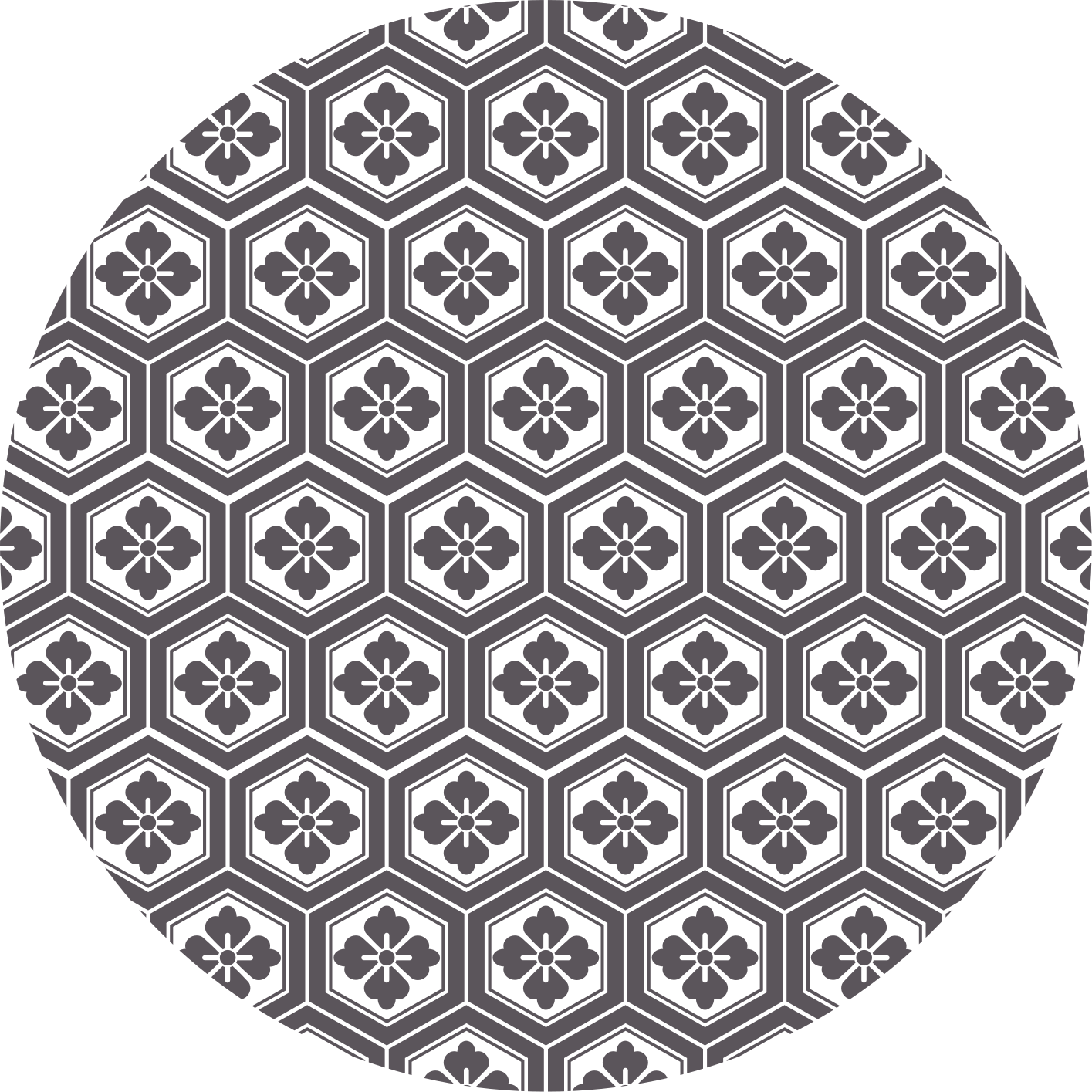 Circular vinyl rug with hexagonal floral design - TenStickers