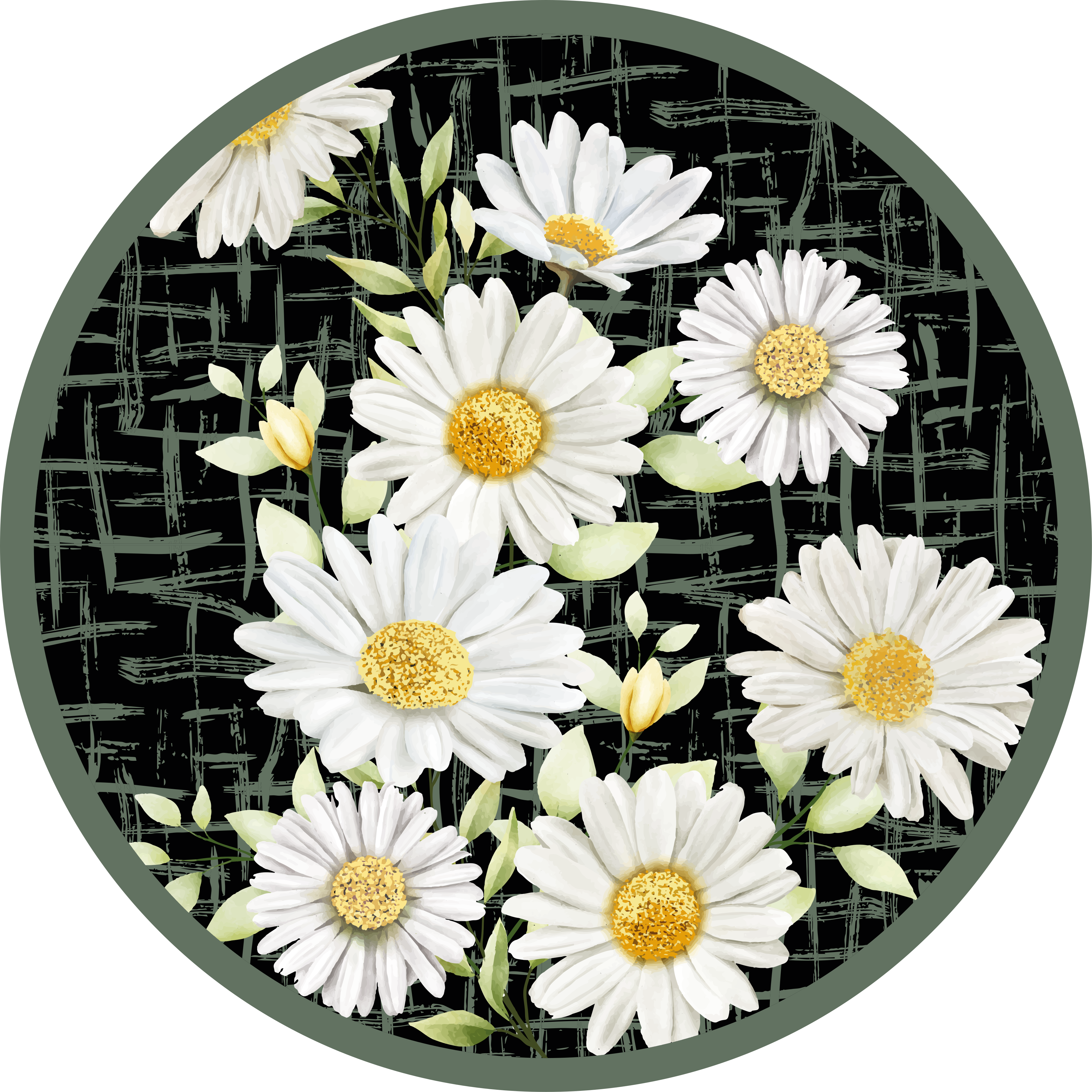 White Daisy Arrangement floral vinyl rug - TenStickers