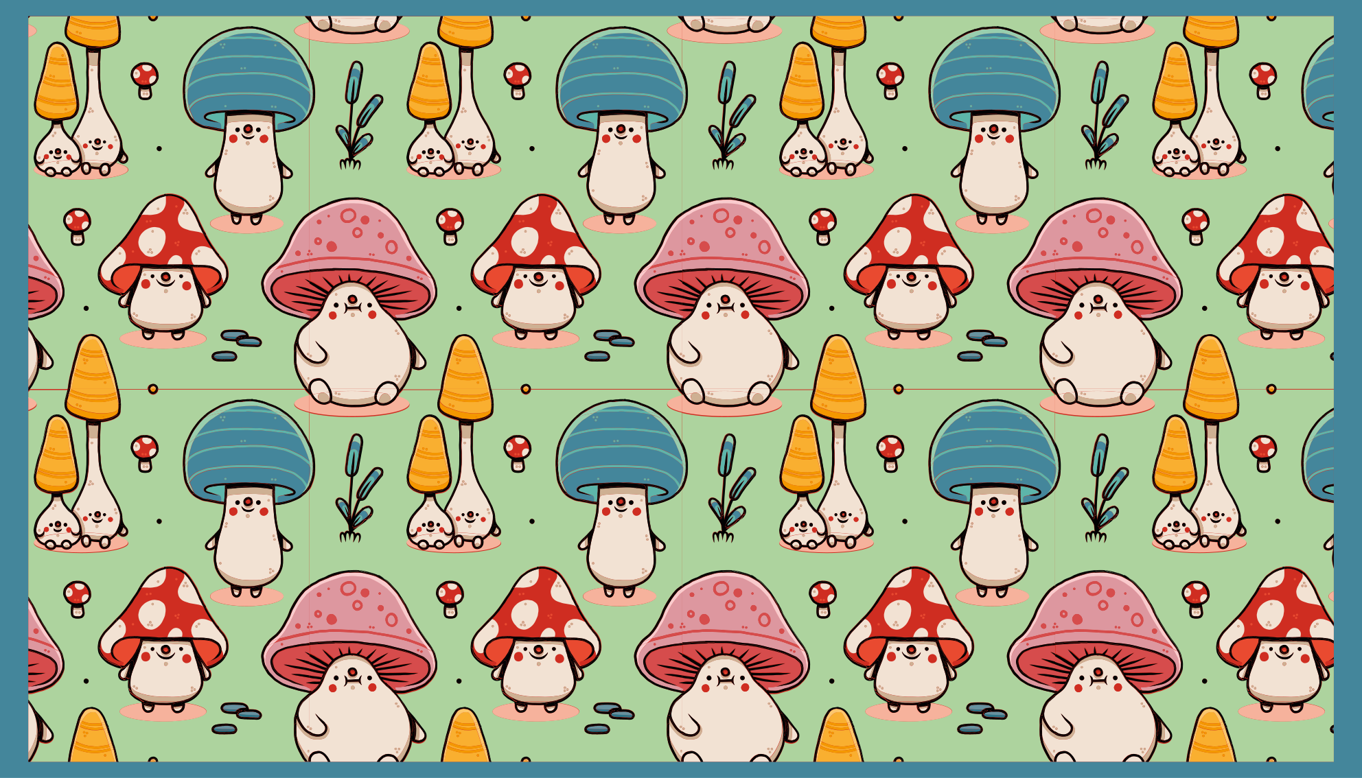 Cute Mushroom Characters kids vinyl rug - TenStickers