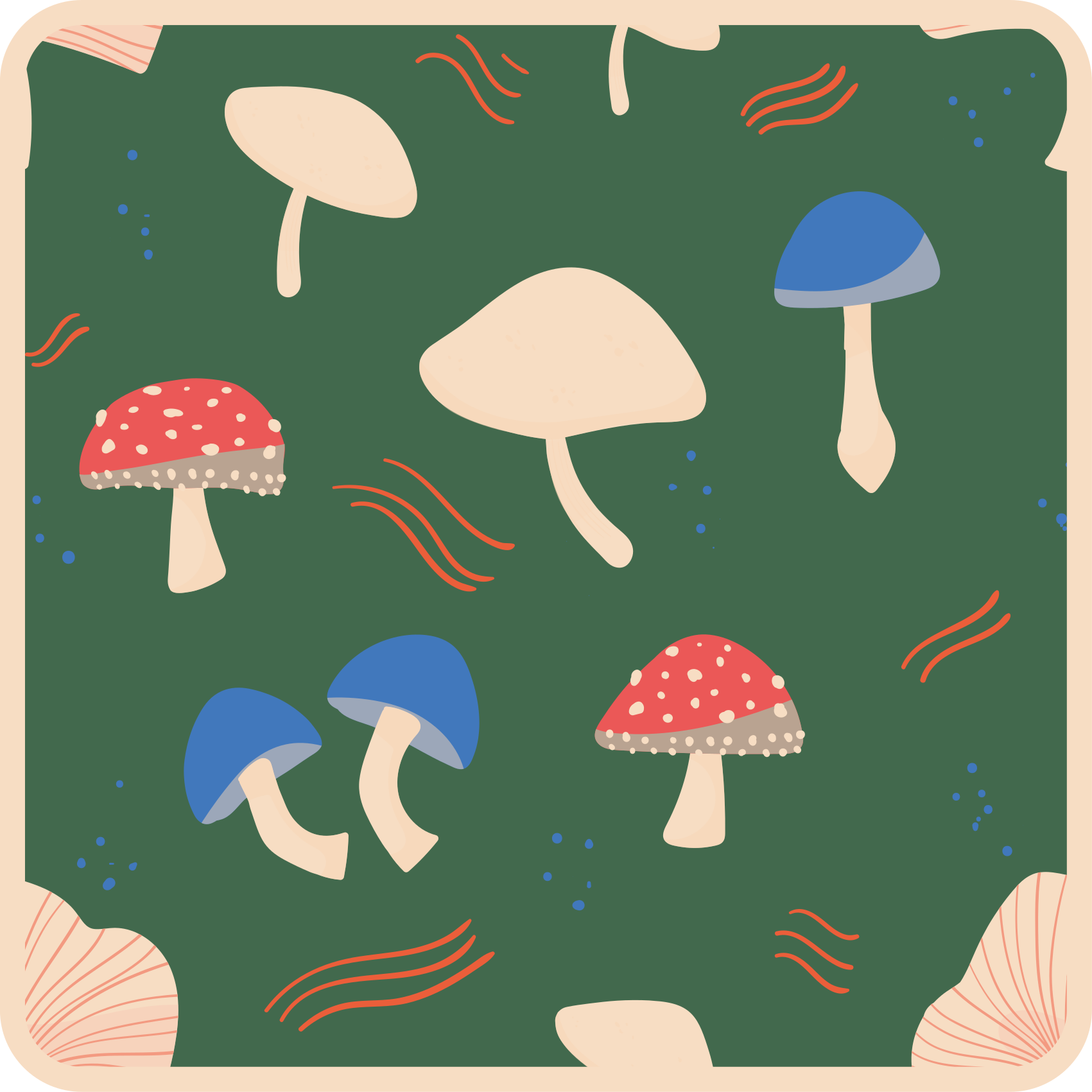 Vibrant Mushroom Artwork nature vinyl rug - TenStickers