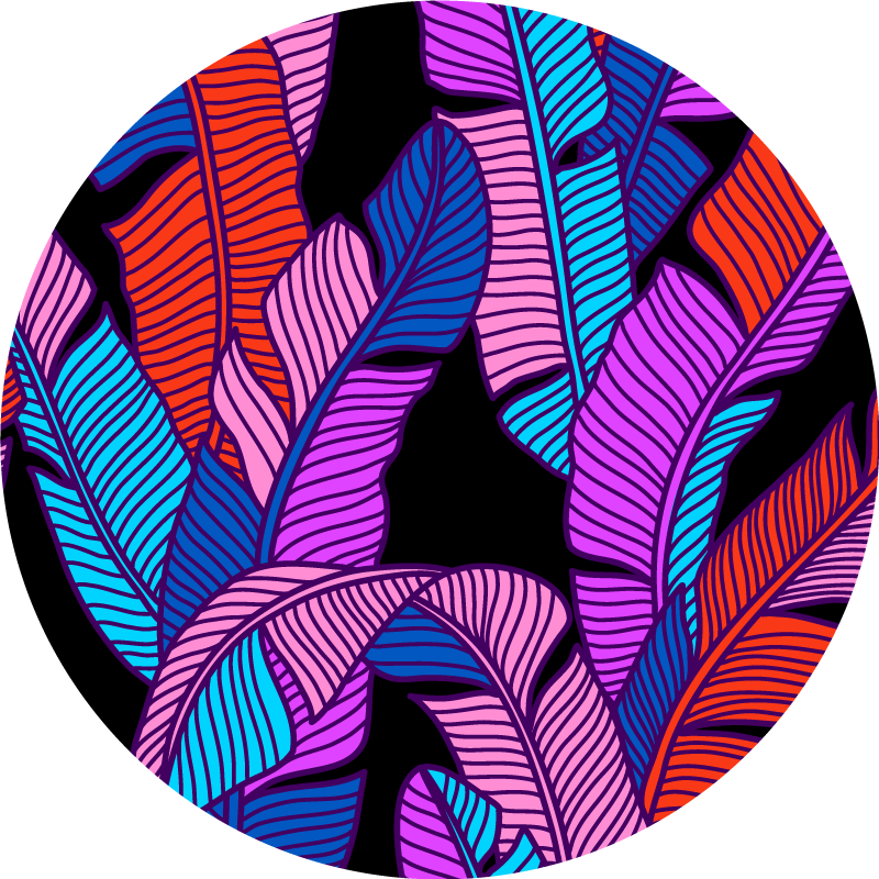 Lively leaf elements floral vinyl rug - TenStickers