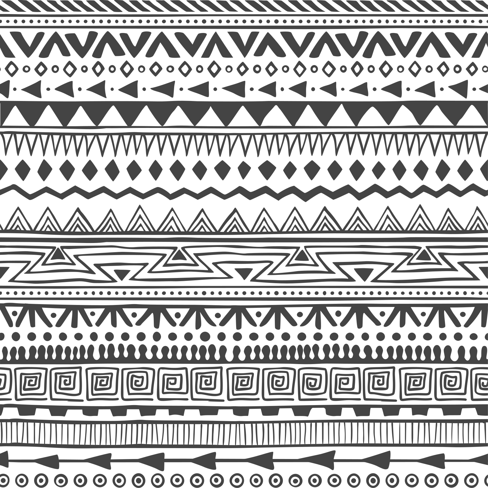 Black and geometric white pattern ethnic rug - TenStickers