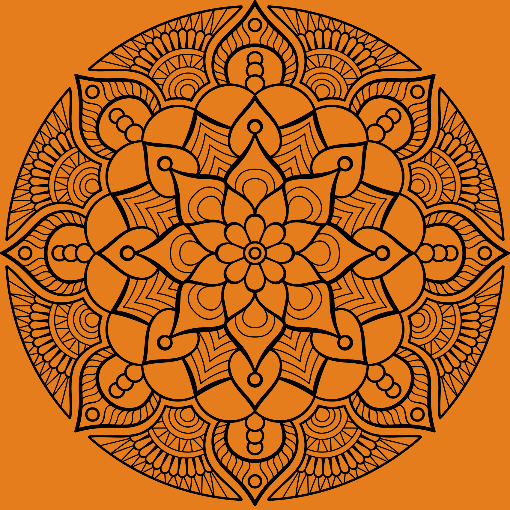 Mandala vinyl rug in orange mandala pattern - TenStickers