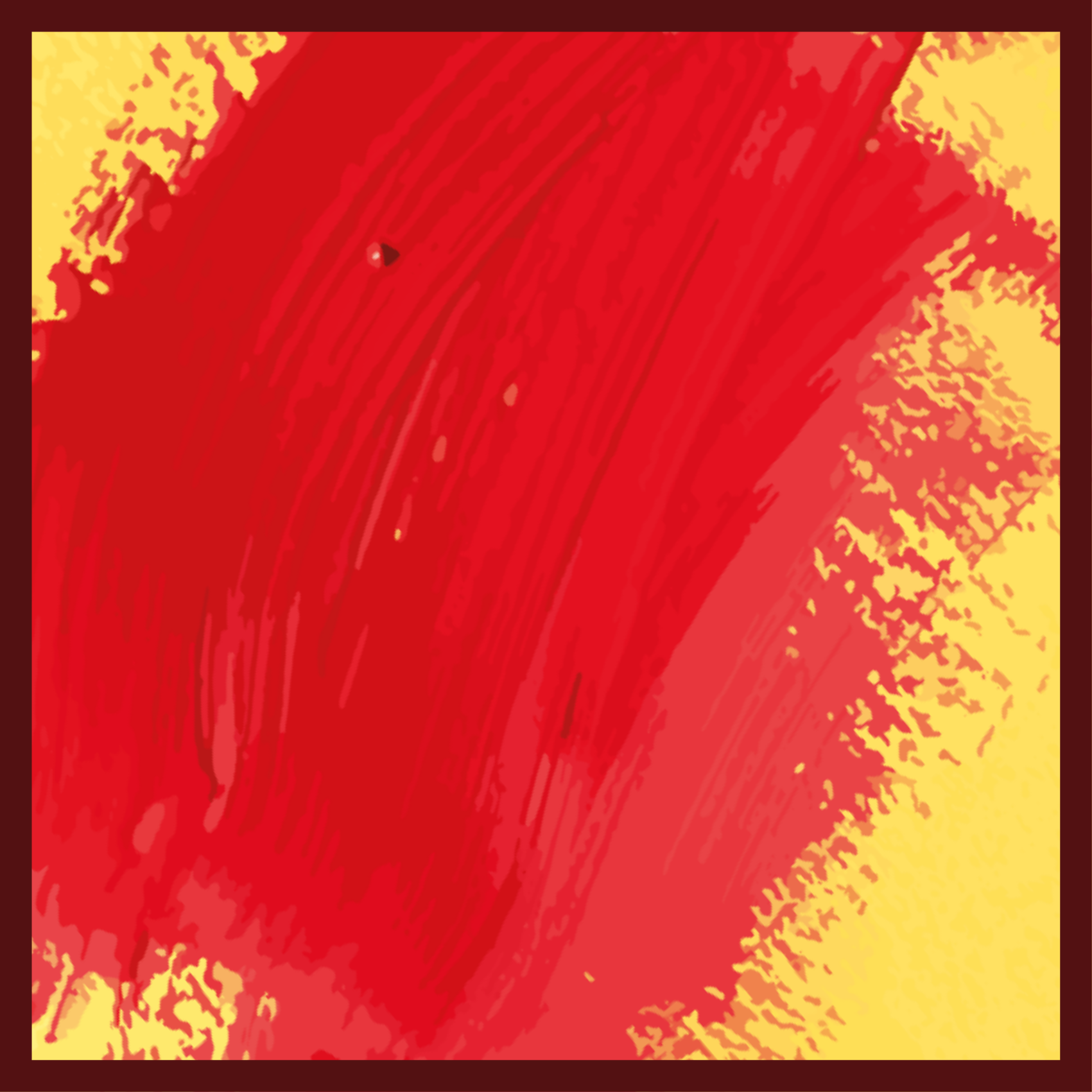 Red paint yellow background square vinyl rug - TenStickers