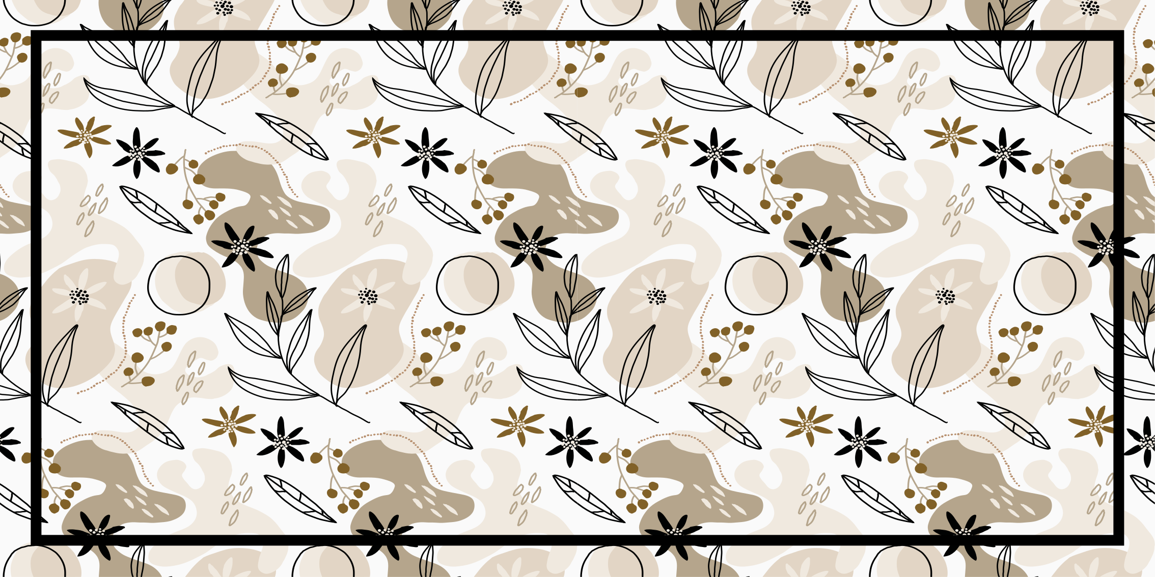 Beige foliage elements floral vinyl rug - TenStickers