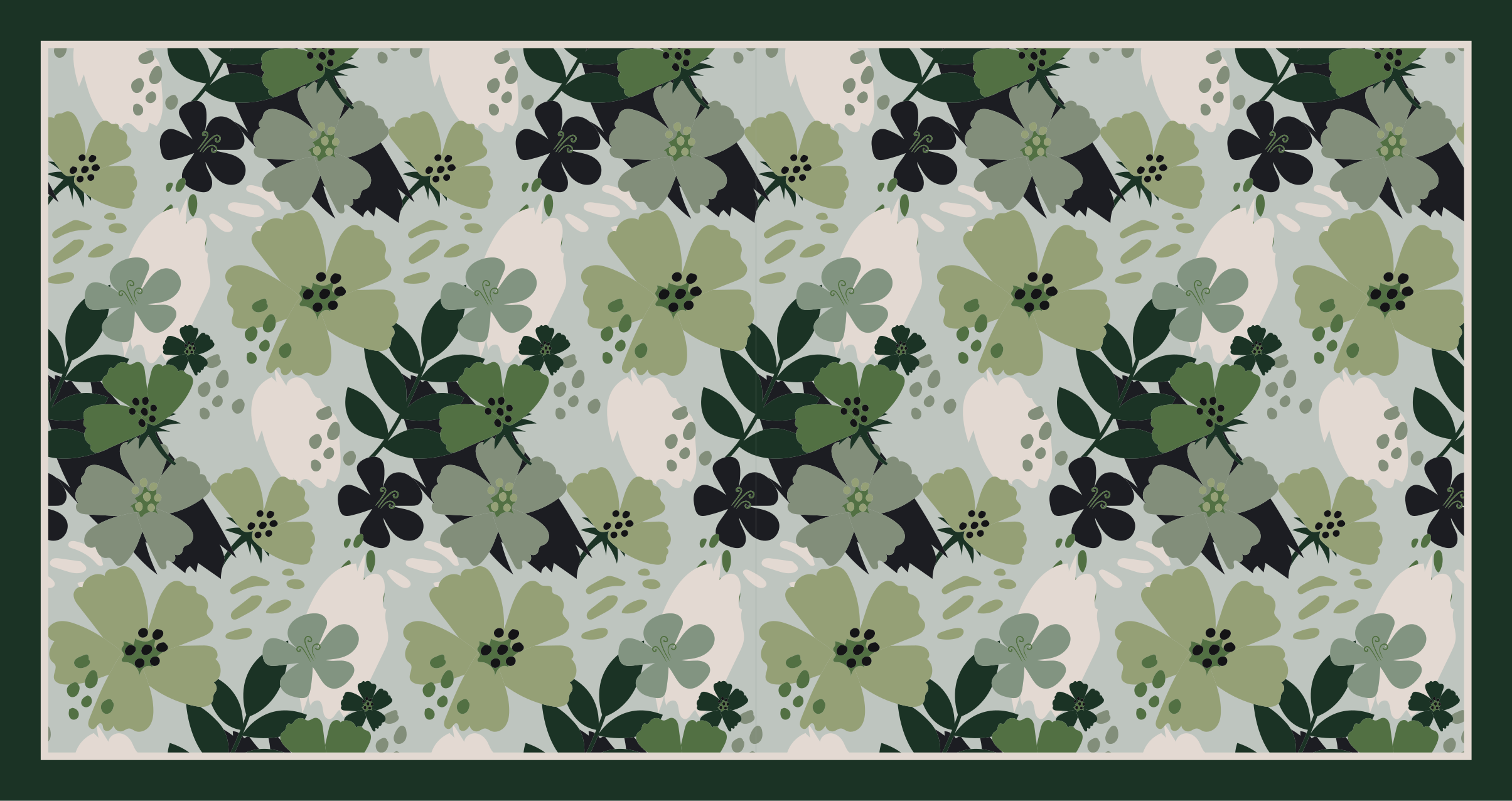 Floral vinyl rug in green floral pattern - TenStickers