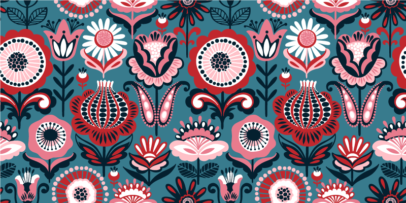 Scandinavian ethnic motif floral vinyl rug - TenStickers