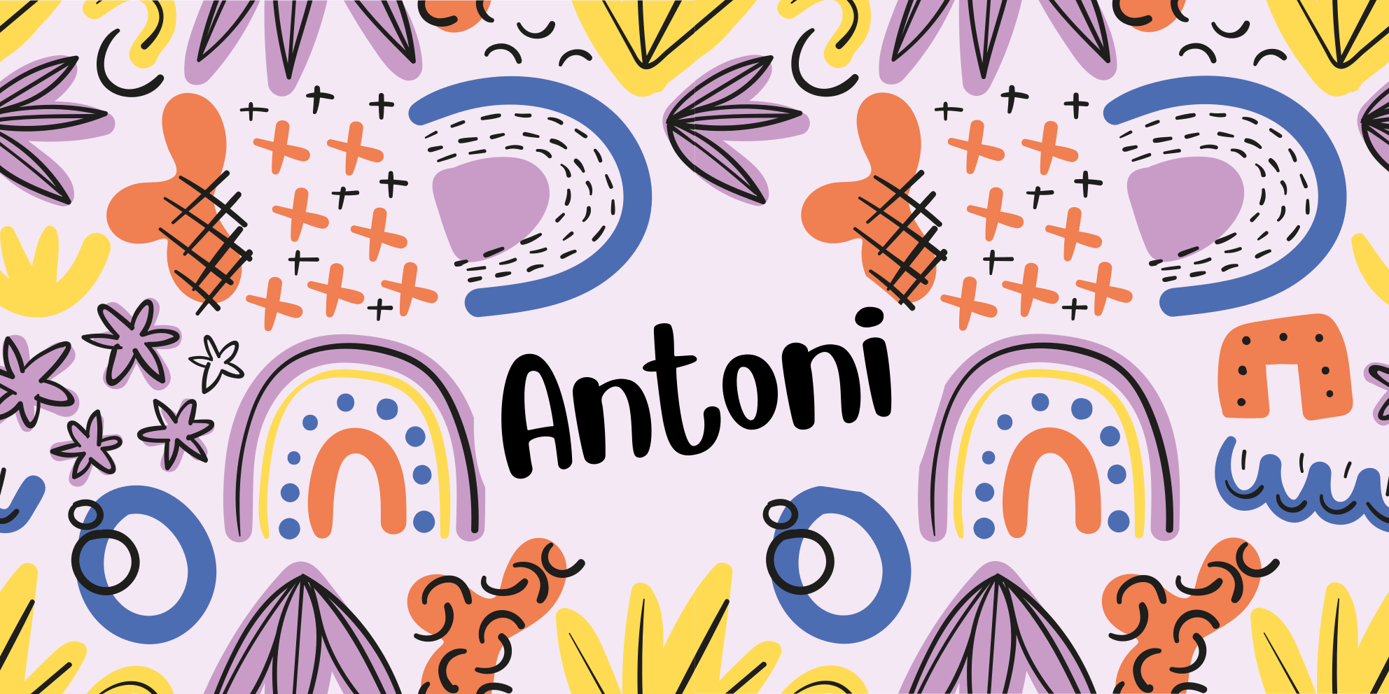 Nordic geometric with name kids vinyl rug - TenStickers