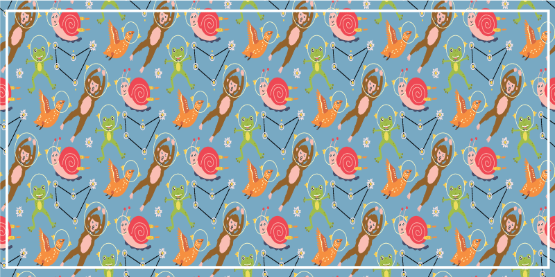 Colorful space creatures kids vinyl rug - TenStickers