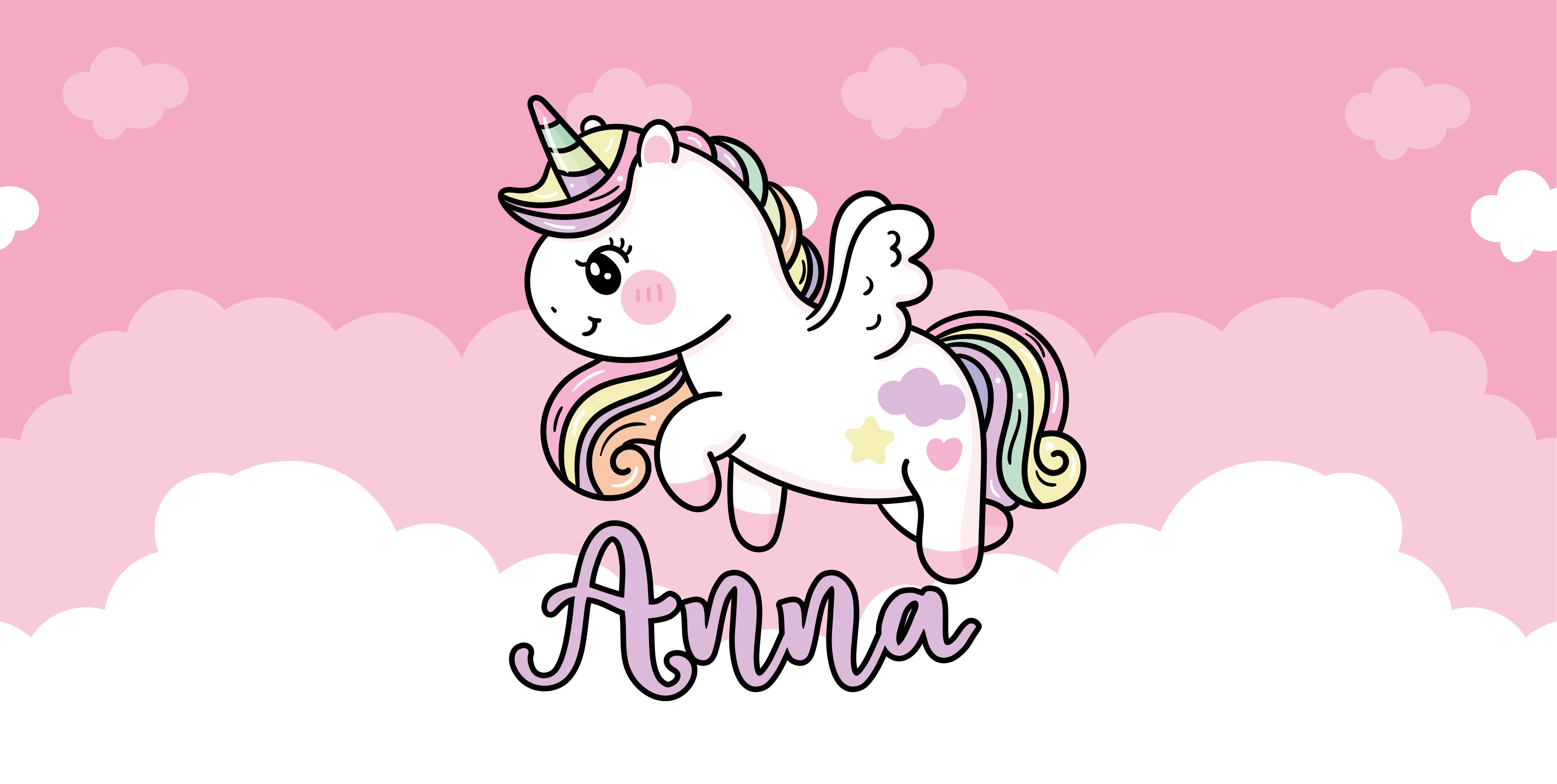 Customisable pink unicorn kids vinyl rug - TenStickers