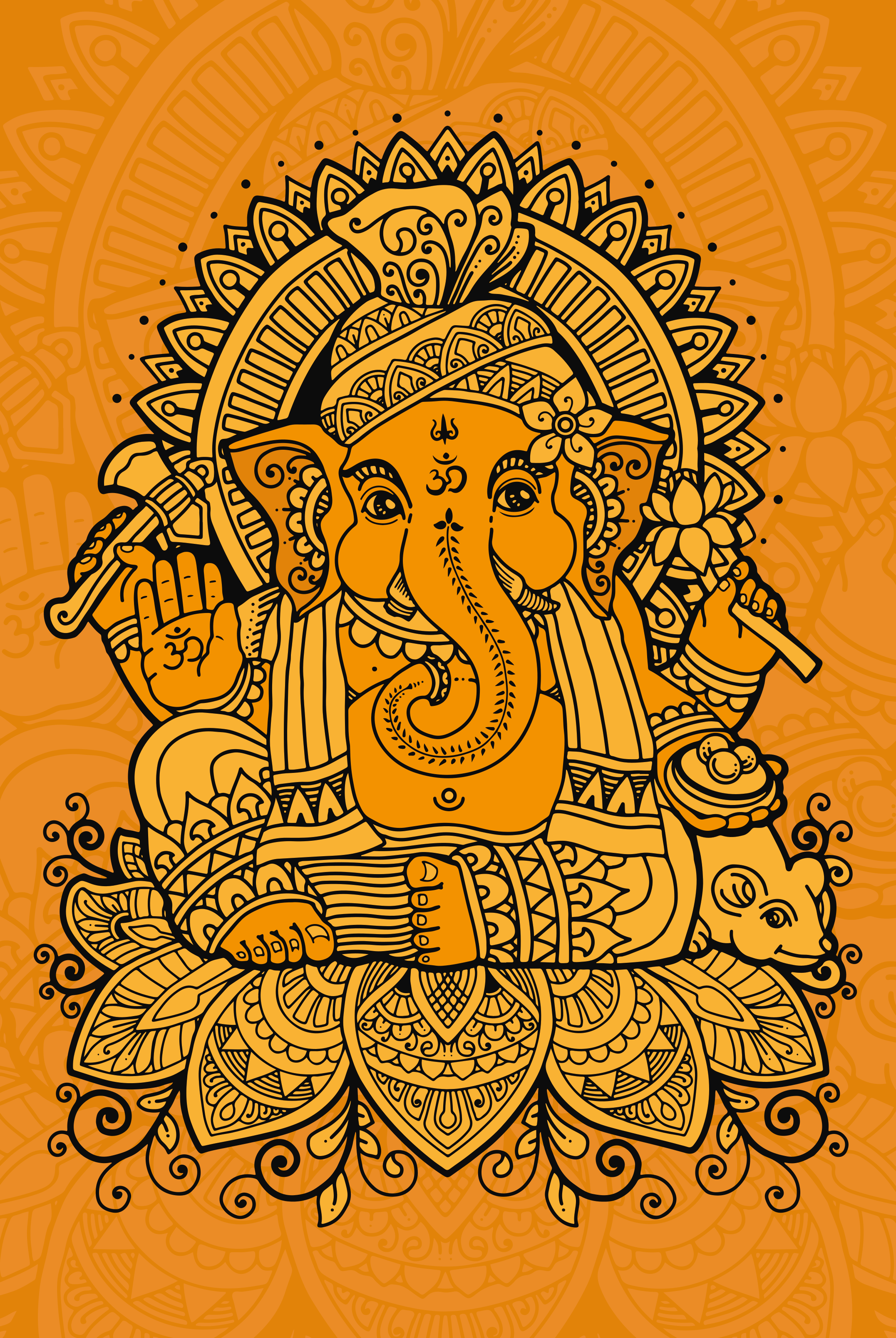 Ganesh Illustration ethnic vinyl rug - TenStickers