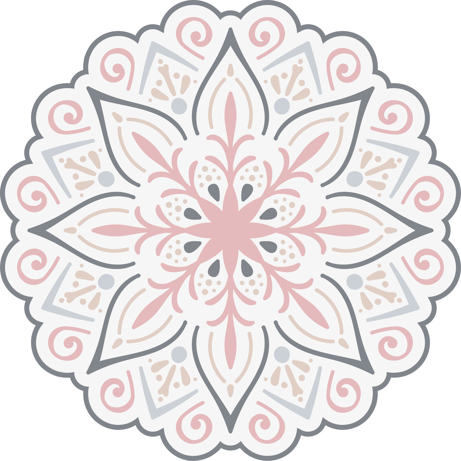 Pink flowers mandala mandala vinyl rug - TenStickers