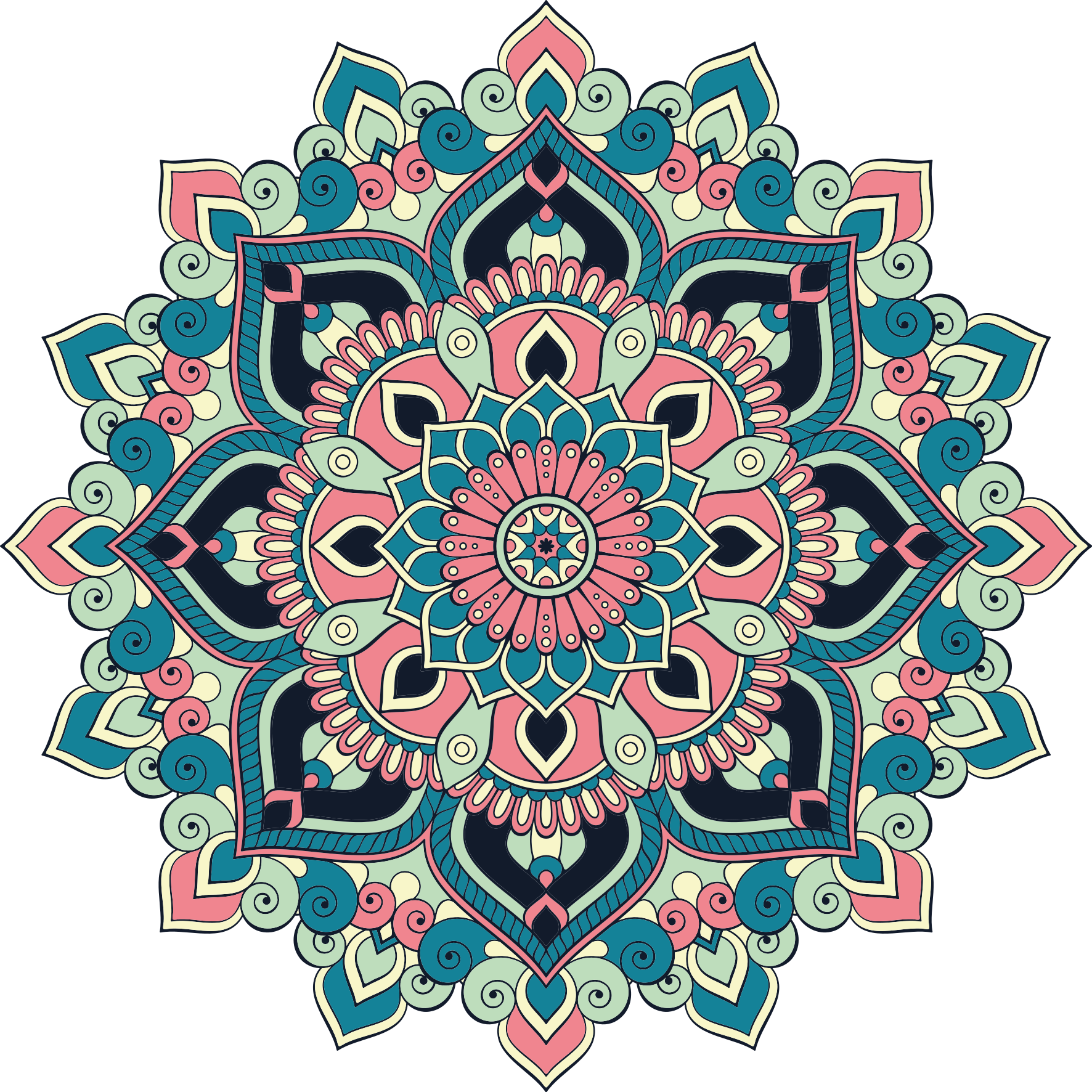 Mandala vinyl rug with vibrant floral design - TenStickers