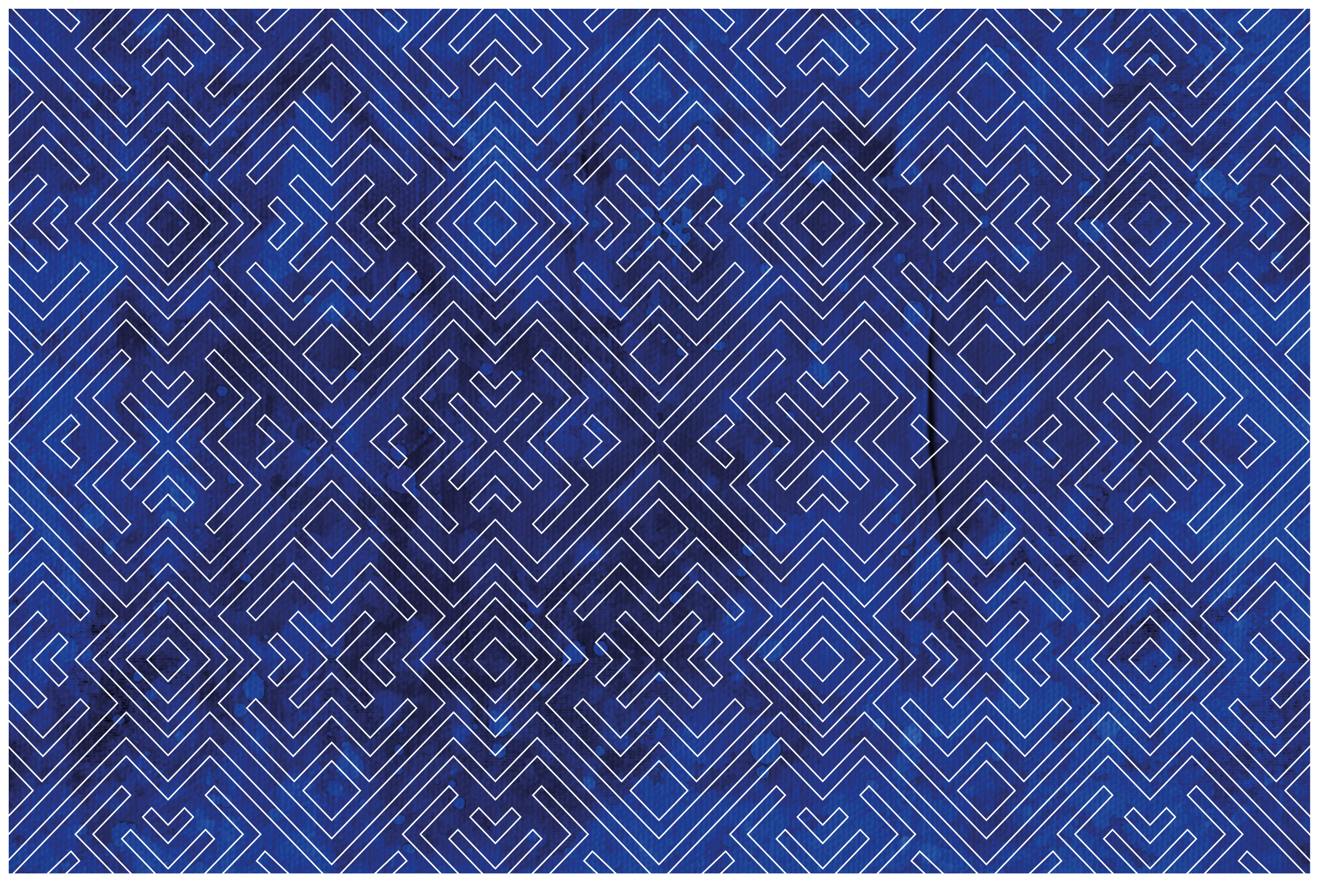 Navy tribal design geometric vinyl rug - TenStickers