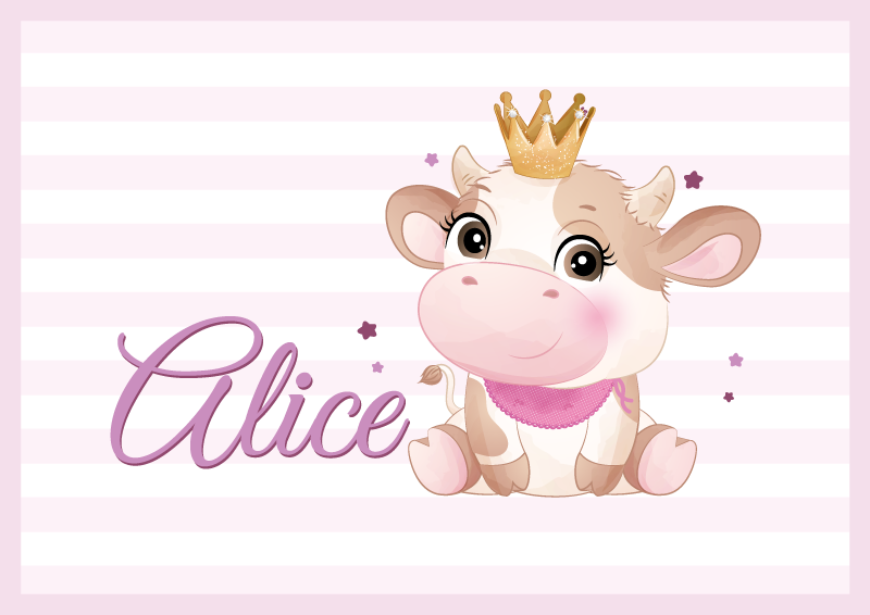 Cute Cow Character custom vinyl rug - TenStickers