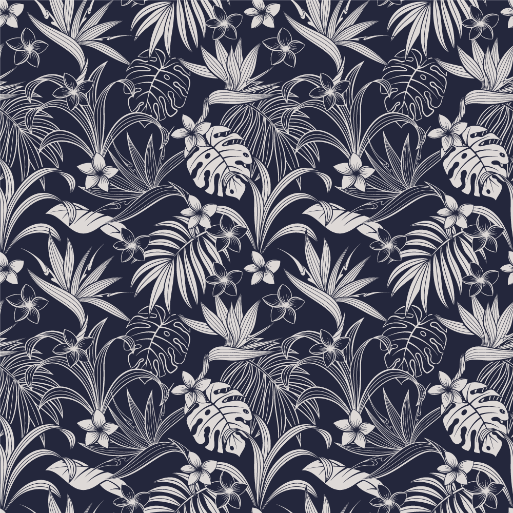 Dark tropical leaves and flowers floral rug - TenStickers