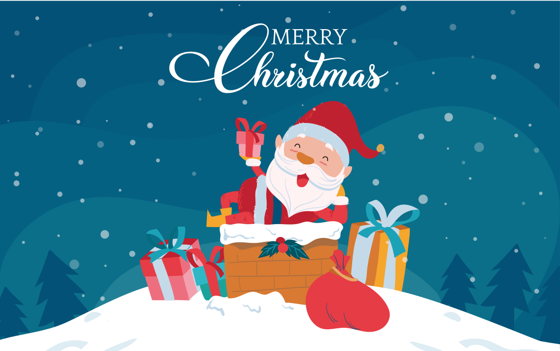 Santa with gifts Christmas vinyl rug - TenStickers