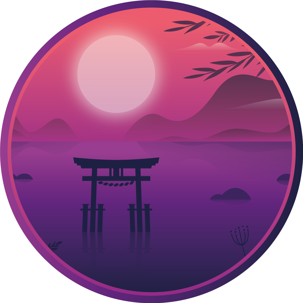 Serene Sunset Scene circular vinyl rug - TenStickers