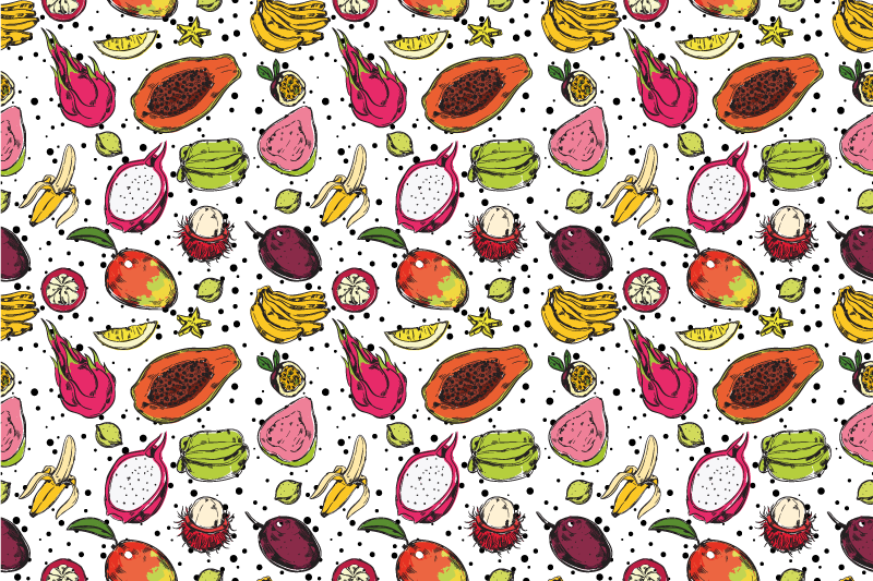 TROPICAL FRUIT PATTERN floral vinyl rug - TenStickers