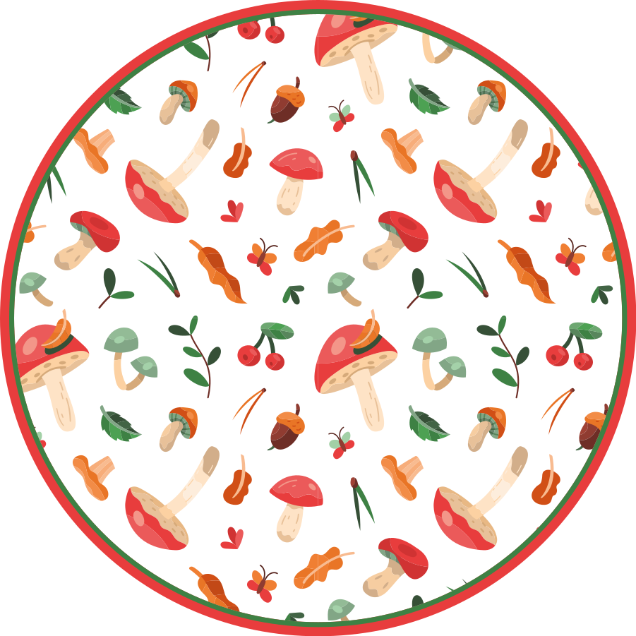 Mushroom flower motif floral vinyl rug - TenStickers