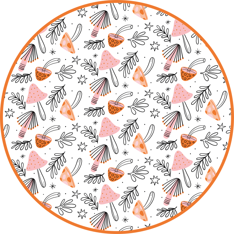 Nordic mushroom motif floral vinyl rug - TenStickers