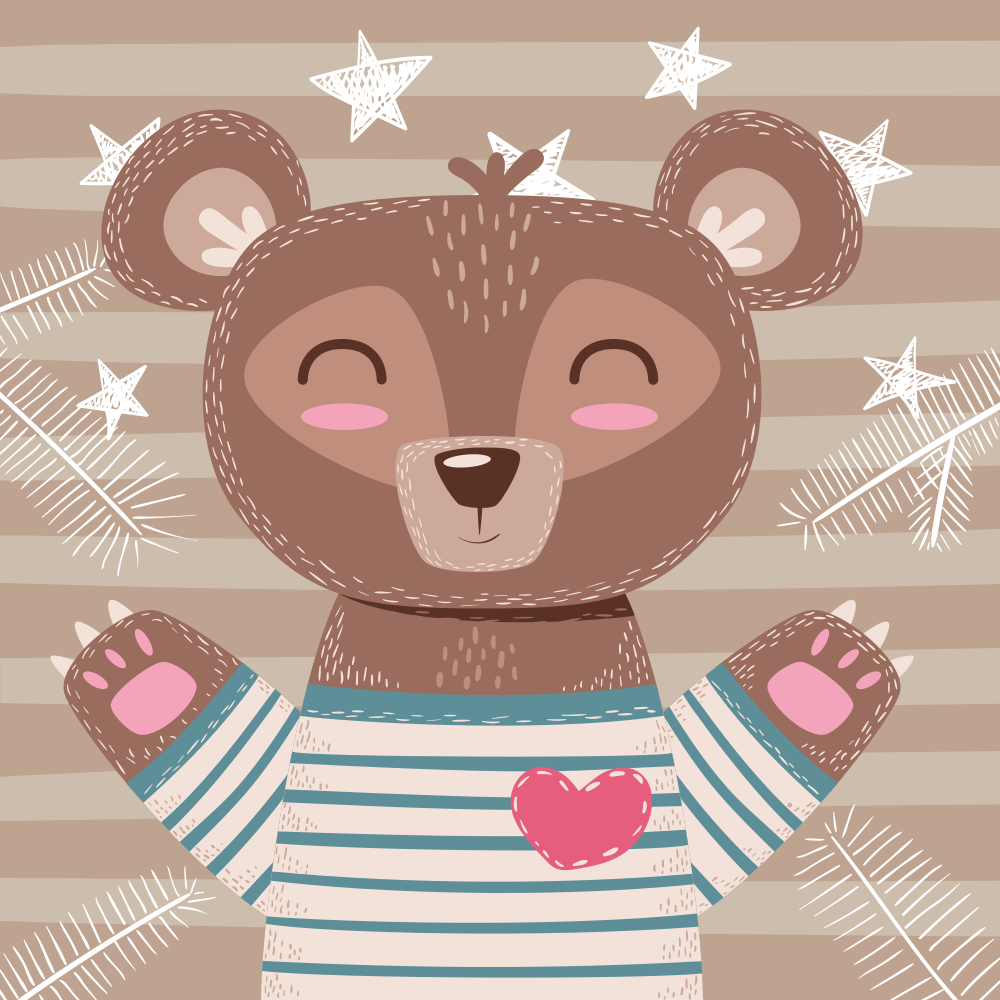 Adorable Bear Illustration kids rug - TenStickers
