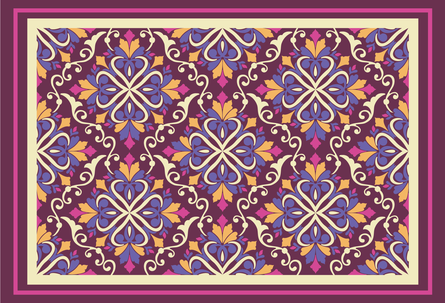 Ornate Tile Pattern geometric rug - TenStickers