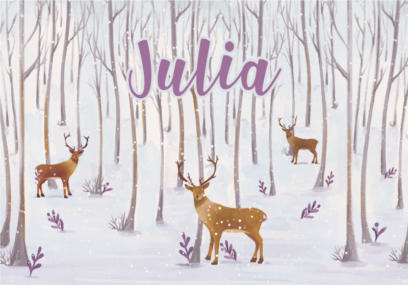 Winter Forestscape custom vinyl rug - TenStickers