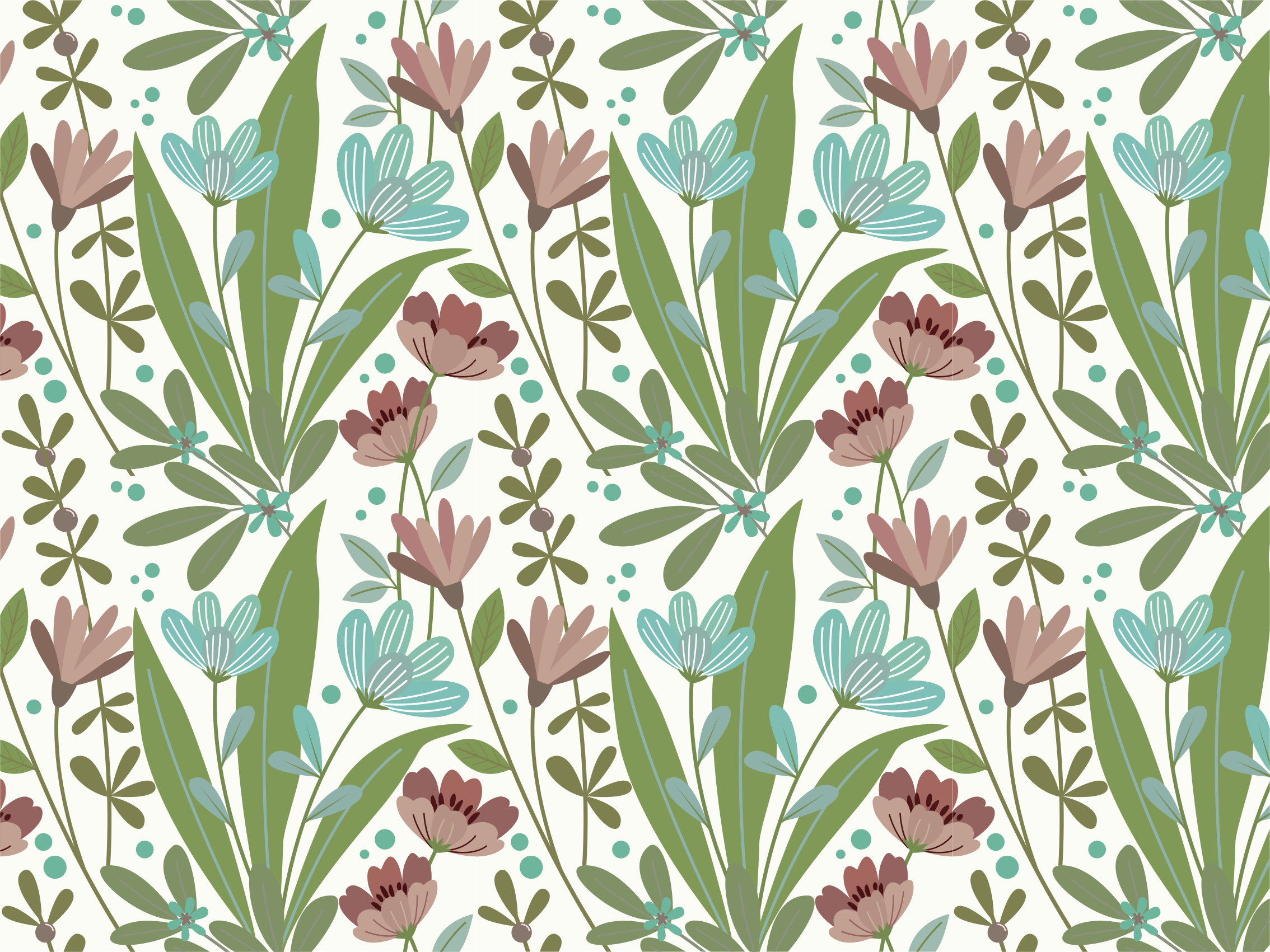 Floral Botanical Pattern floral rug - TenStickers