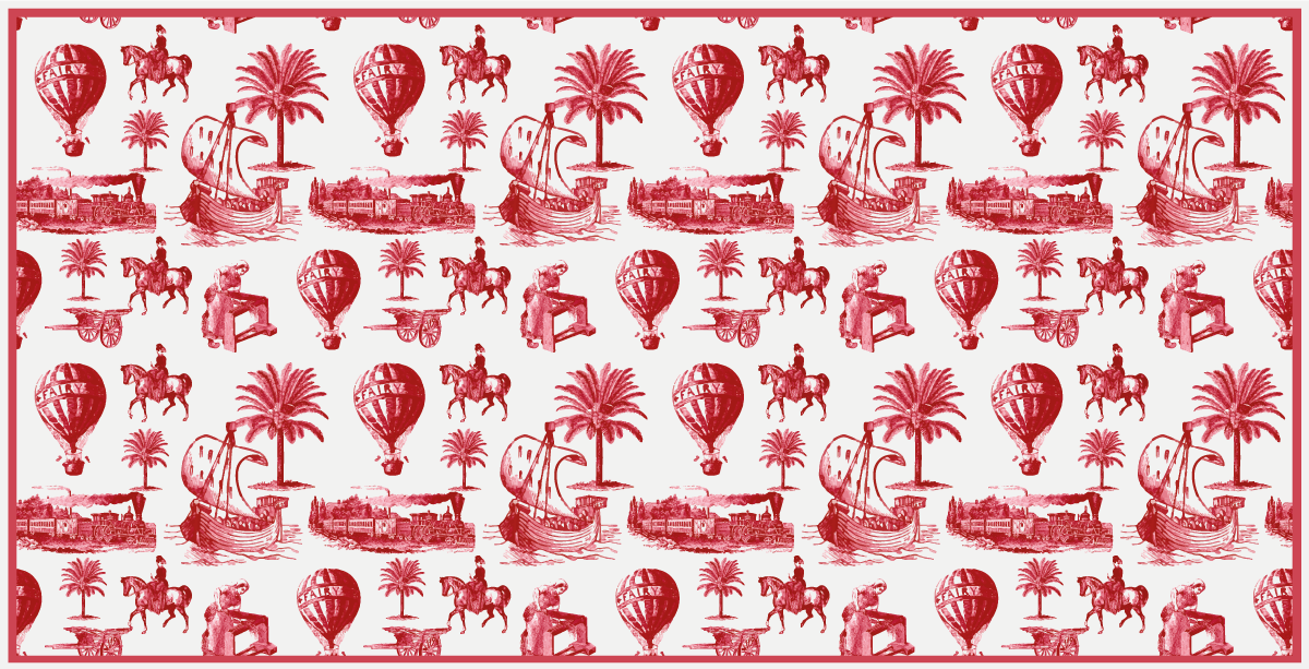 Exotic Red Animal Illustrations vintage rug - TenStickers