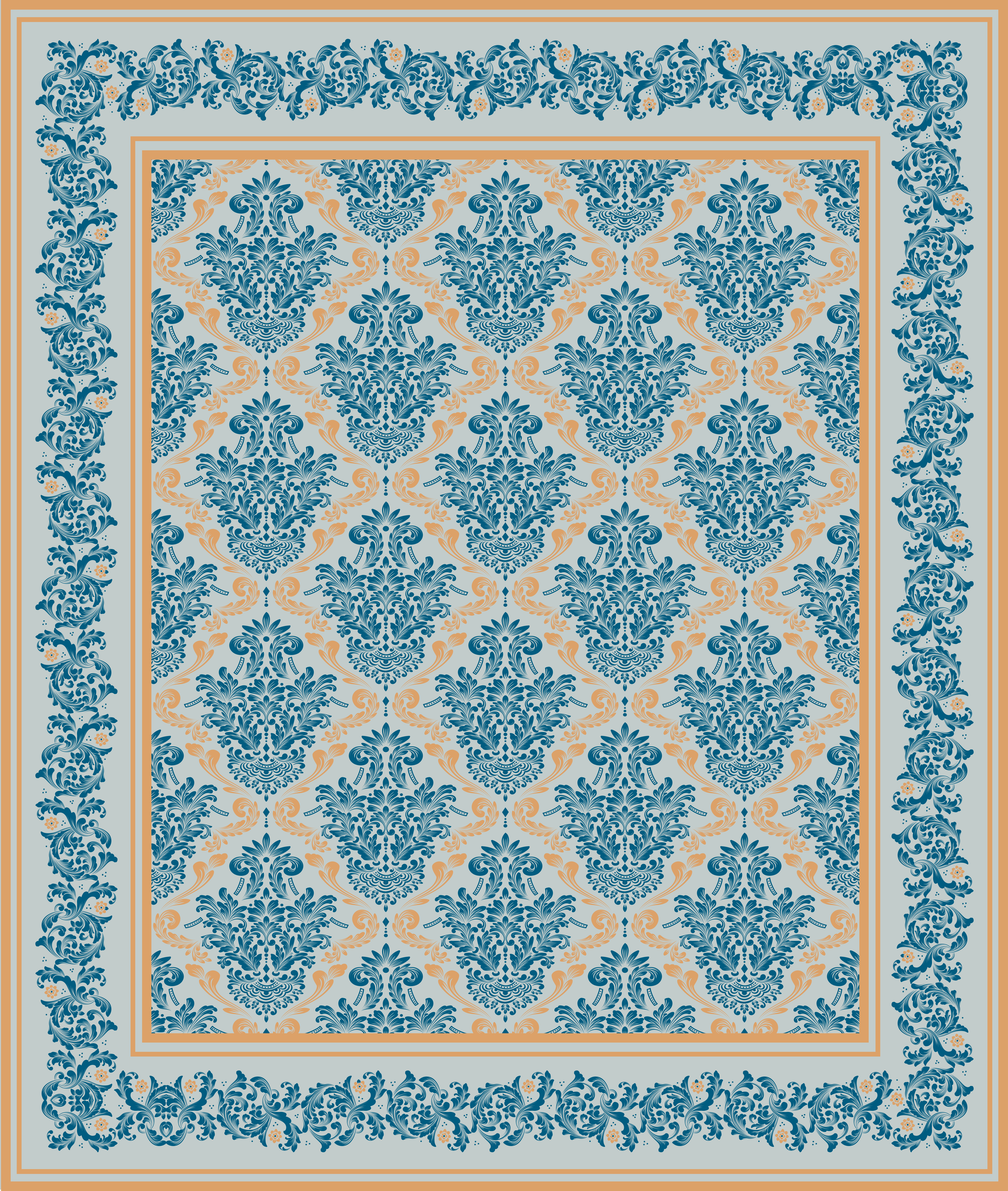 Elegant floral baroque  entrance hall vinyl rug - TenStickers