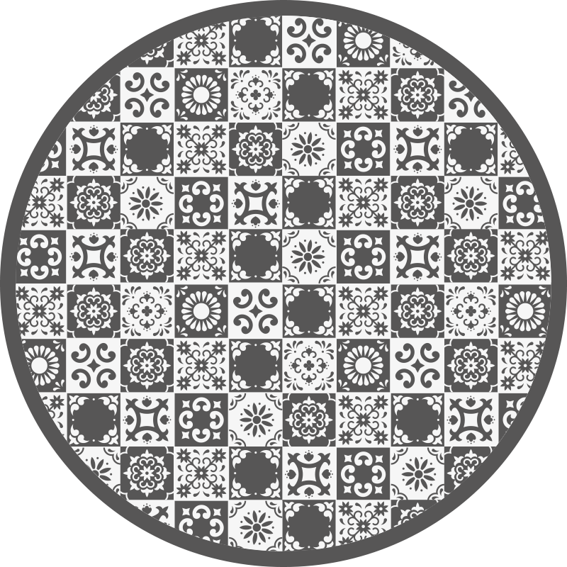 gray iberian tiles circular rug - TenStickers