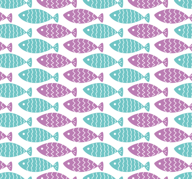 Geometric Fish Motif nursery room wallpaper - TenStickers