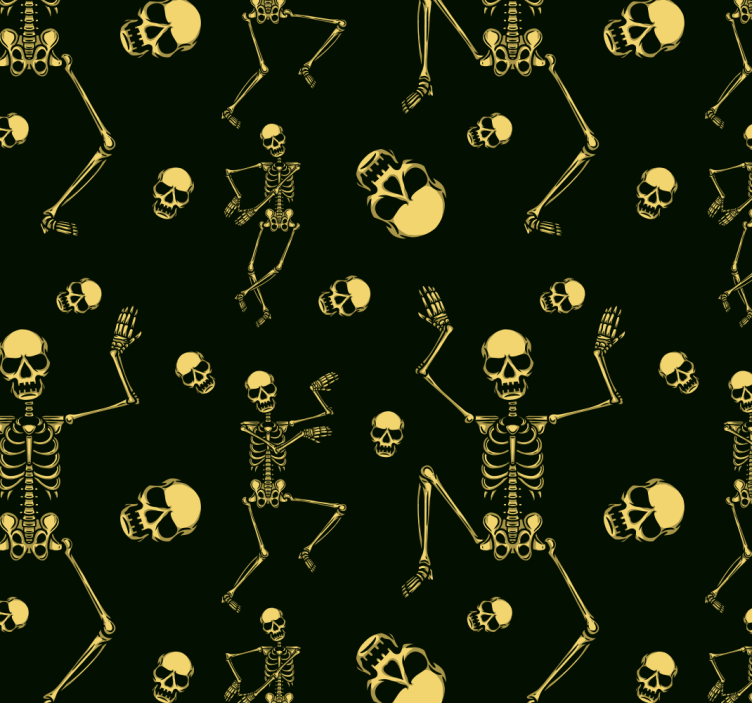 Black skeletons design cute halloween wallpaper - TenStickers