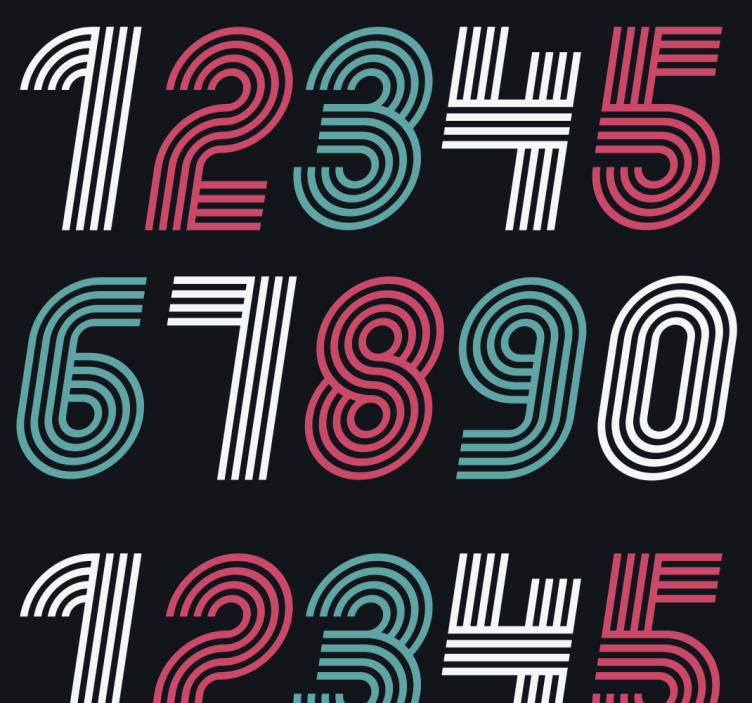 Number Pattern Design retro wallpaper - TenStickers
