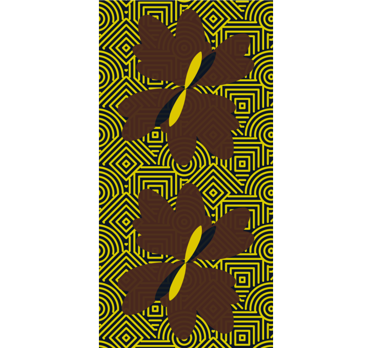 Yellow and brown pattern floral wallpaper - TenStickers