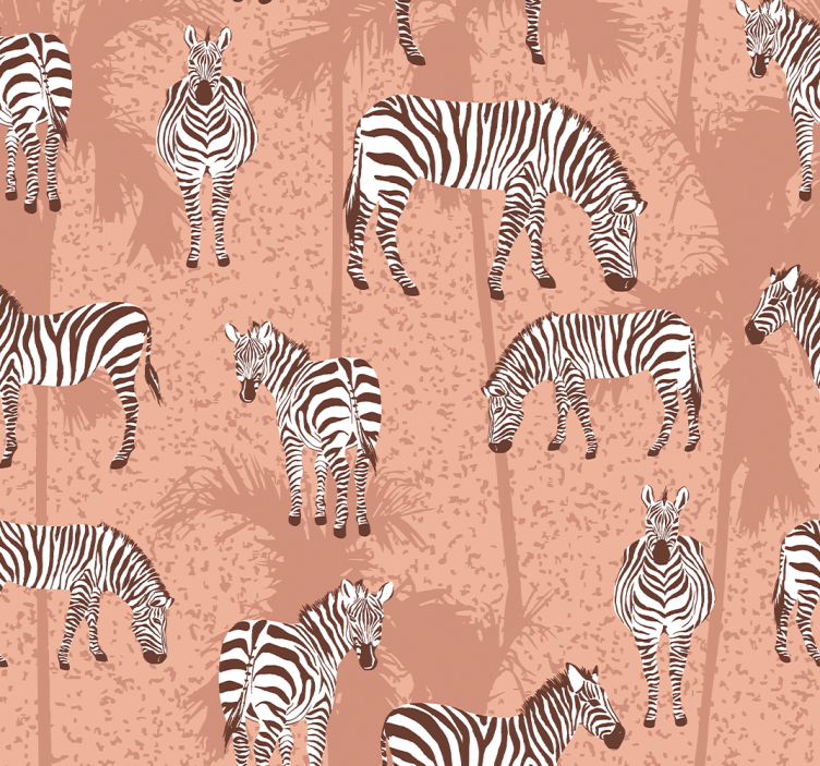Brown typical pattern wallpaper zebras - TenStickers
