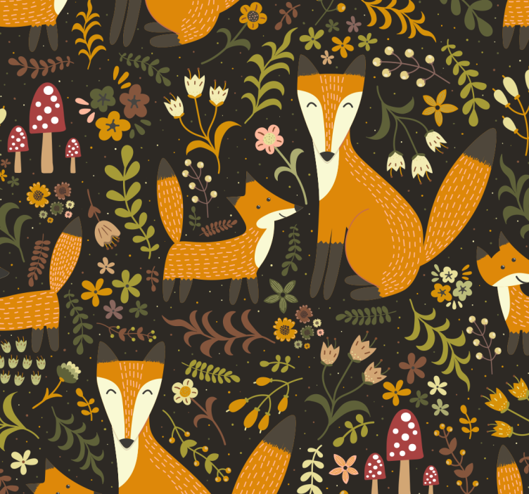 Nordic foxes animals wallpaper - TenStickers