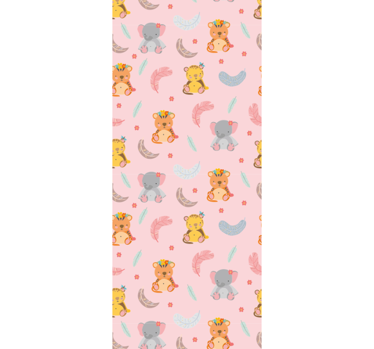 Baby jungle animals nursery room wallpaper - TenStickers